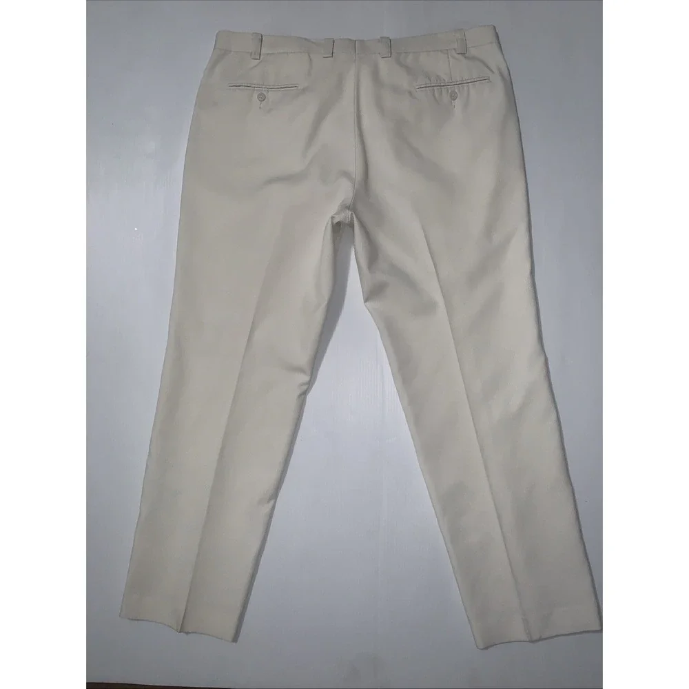 Lauren Ralph LRL Pants Mens 40x30 Pique Off White Straight Lined Classic Preppy